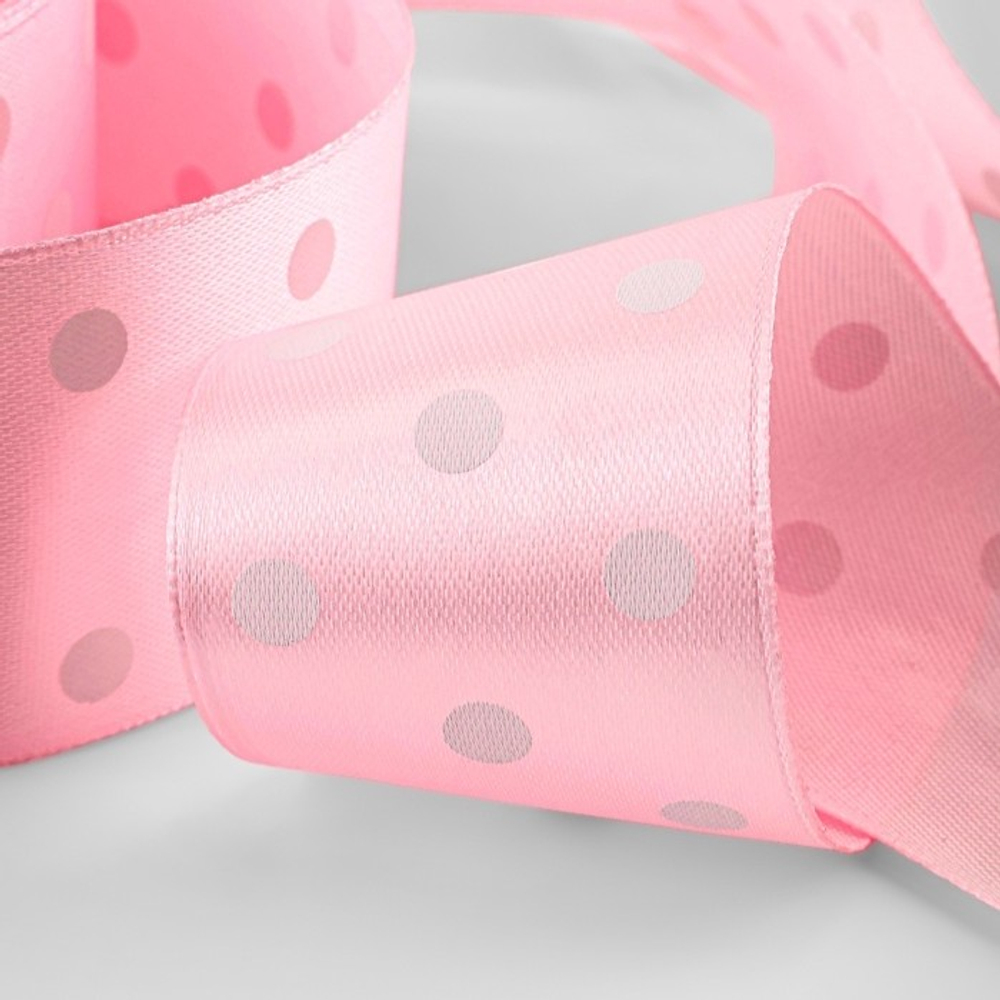 Атласная лента в горошек 40 мм