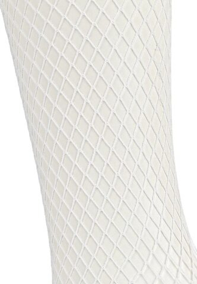 Чулки Le Frivole в мелкую сетку с кружевной резинкой на силиконе белые S/M