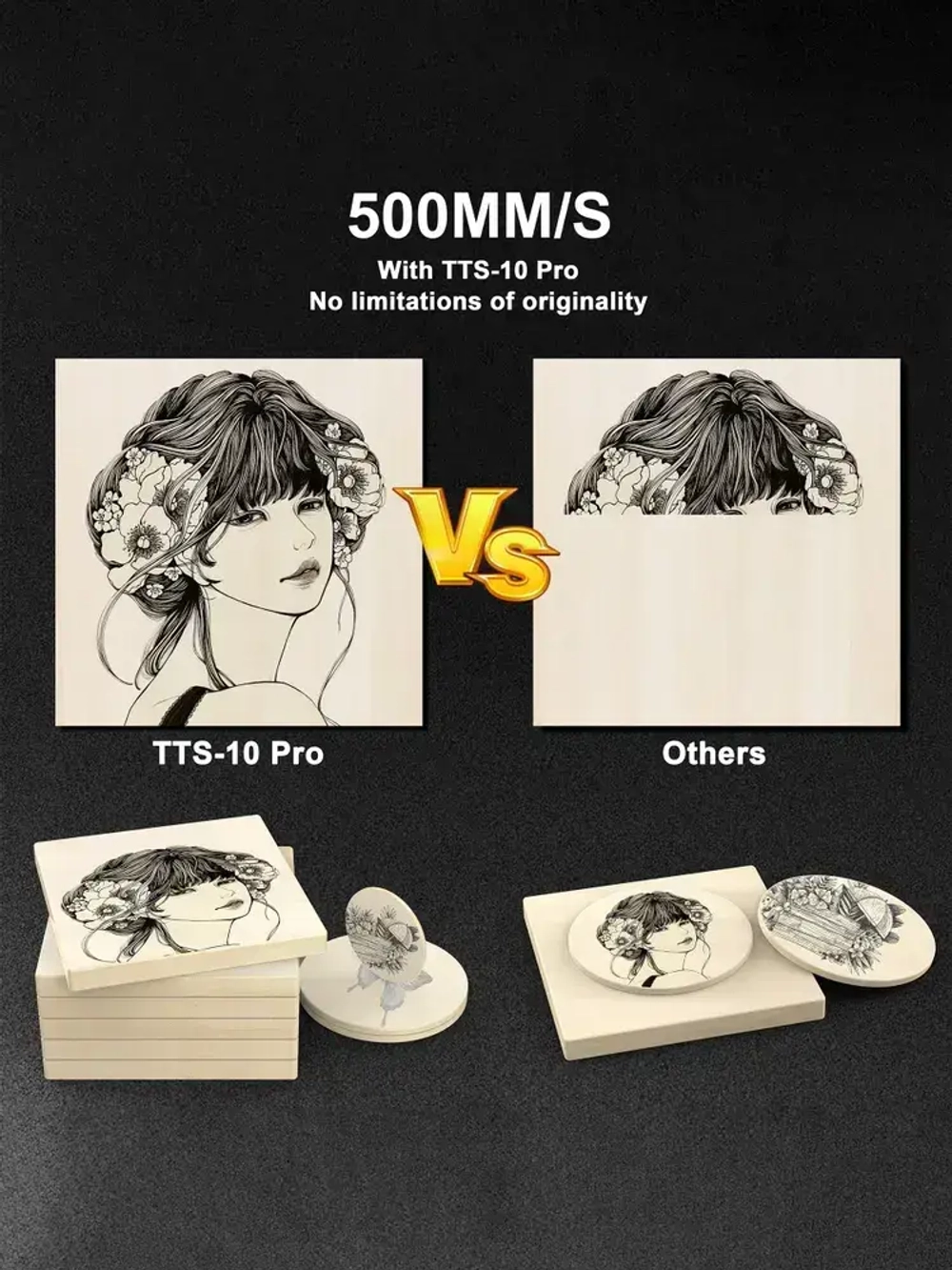 Twotrees TTS-10 PRO Лазерный гравировальный станок 80Вт с мощностью лазера 10Вт для резки Деревянная доска акриловая станок CNC графическим, контурным и пиксельнным режимом гравировки