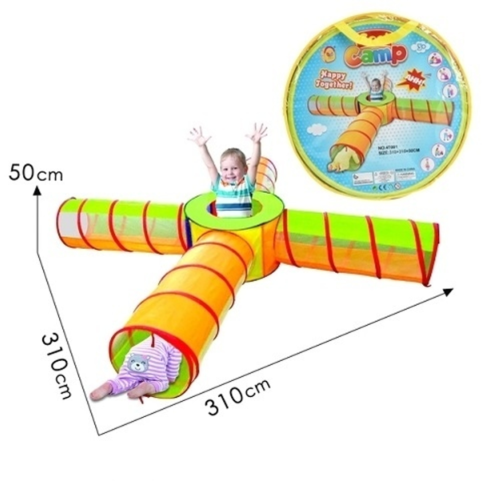 Детская игровая палатка с тоннелями в сумке 4T001, размеры 310*310*50 см