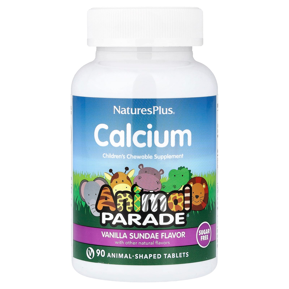 NaturesPlus, Animal Parade®, жевательная добавка с кальцием для детей, ванильное мороженое, 90 таблеток в форме животных