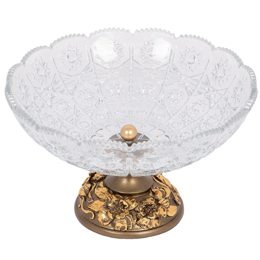 Фруктовница-конфетница Лето со стеклянной чашей 7373 Бронза