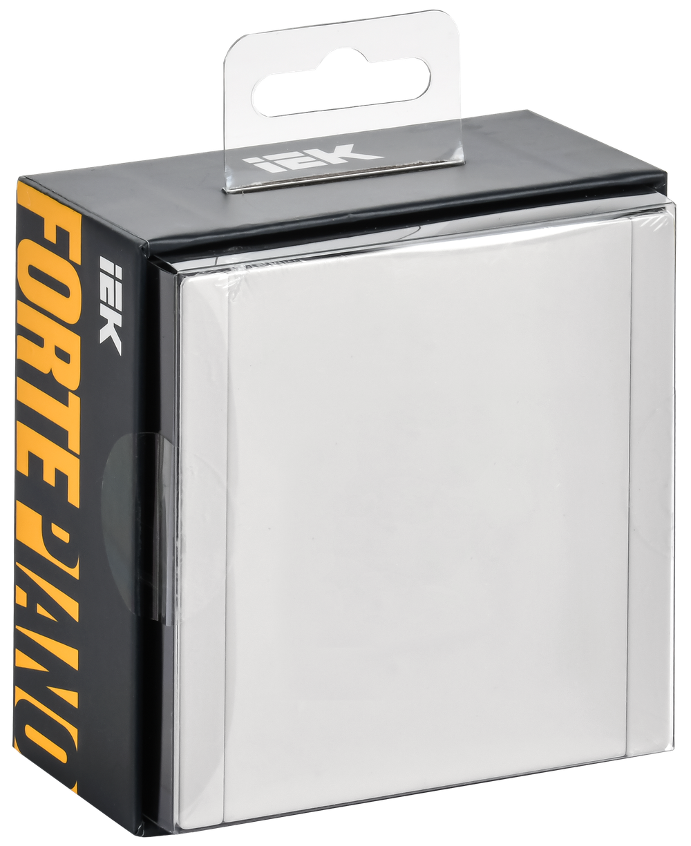 FORTE&PIANO Розетка 1-местная с заземлением с защитными шторками и крышкой безвинтовое крепление 16А IP44 FP219M металл белый IEK