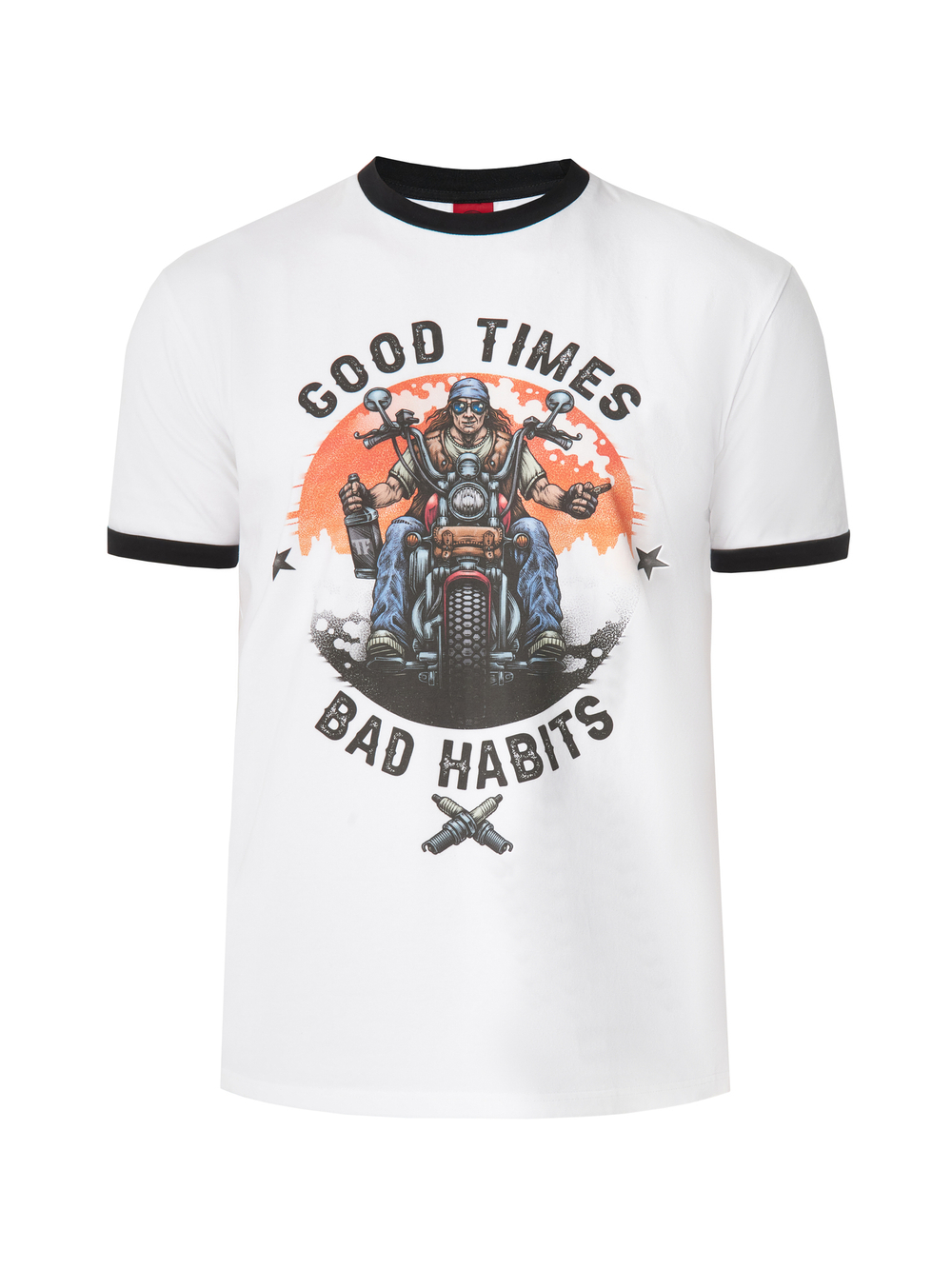 Футболка BAD HABITS, белый/черный кант