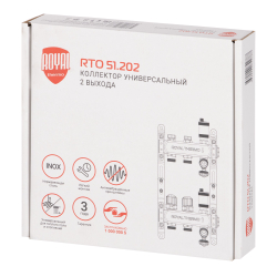 Коллектор Royal Thermo нерж. в сборе универсальный 1" ВР-3/4" НР с автомат. воздухоотвод-ми 2 вых.