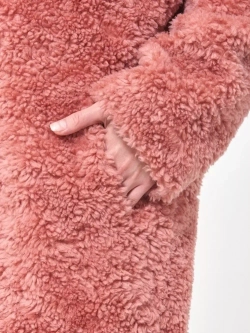 Шуба женская из овечьей шерсти чебурашка тедди, розовая, SilverFox