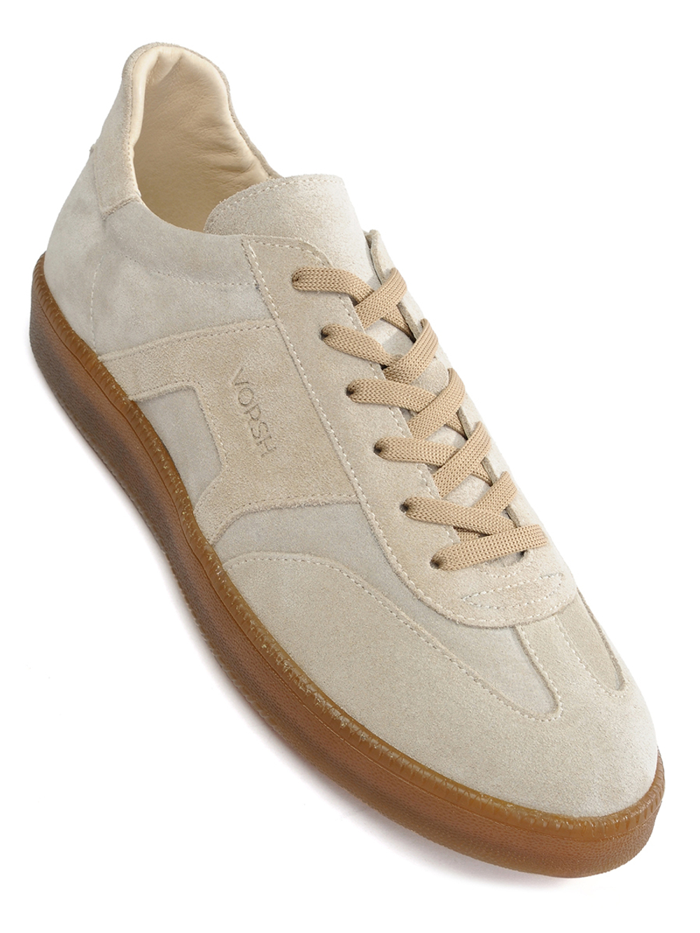 Кеды для спорта из замши светло-бежевого цвета V223светло-беж