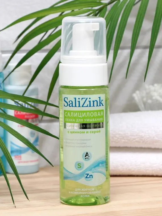 Пенка для умывания Салицинк с цинком и серой для жирной и комбинированой кожи, 160 мл