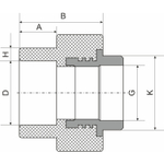 Муфта комб. вн 40х1 1/4'' под ключ EVER® plast  СЕРЫЙ (Россия)