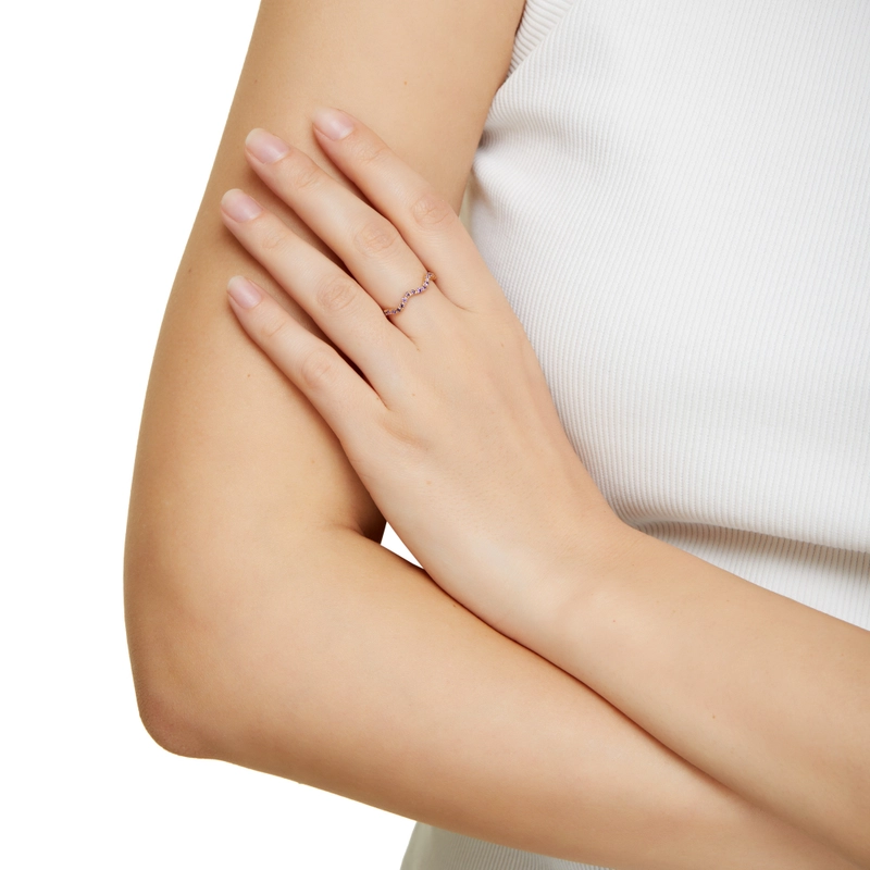 Кольцо Волны с Паве – Золото, Фиолетовое