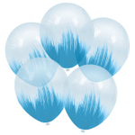 Воздушные шары Орбиталь с рисунком Голубой браш хрусталь, 5 шт. размер 12" #811015