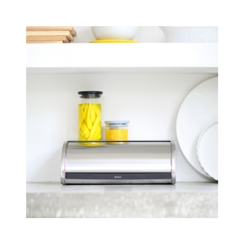 Хлебница Brabantia со сдвигающейся крышкой матовая сталь с защитой от отпечатков пальцев общий вид