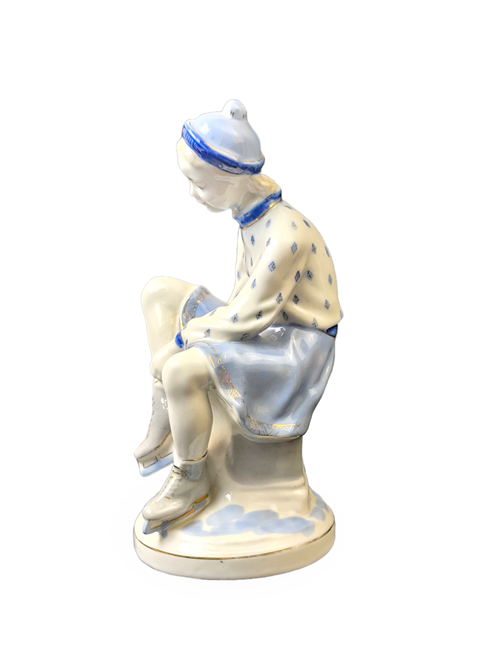 Фарфоровая статуэтка "Конькобежка" Гжель