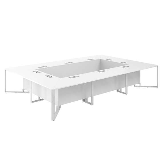 SP.0108.WH.WH.WH / Стол переговорный 4200х2800х750 / столешница:белый, подстолье:белый, металлокаркас:белый, лючок:серый