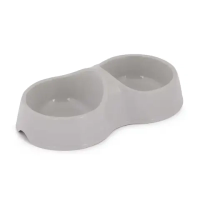 Миска для кошек 0,2л двойная (серый) (комплект 34 шт)