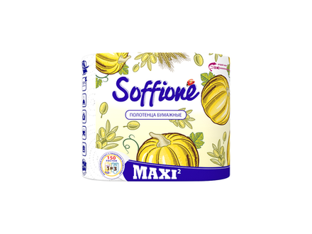 Бытовые рулонные полотенца Soffione Макси, 1-сл., 100% целлюлоза, 33 метра