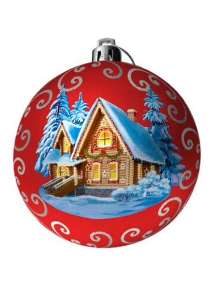 Ёлочный шар 8 см "Сказочный дом" стекло
