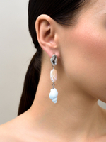 Серьги "Caramel shell pearl blue" Silver