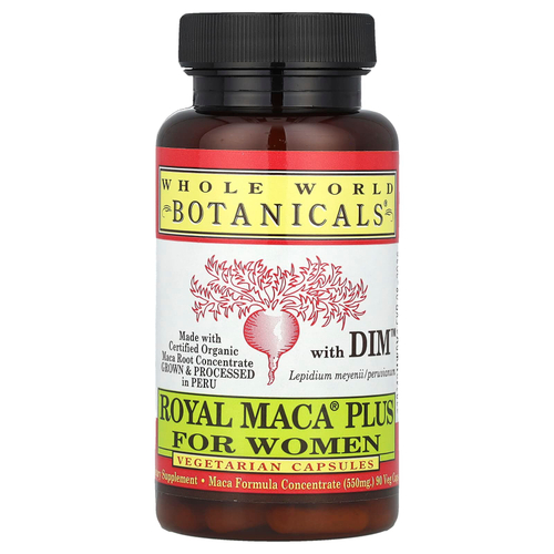 Whole World Botanicals, Royal Maca® Plus с DIM™ для женщин, 90 растительных капсул