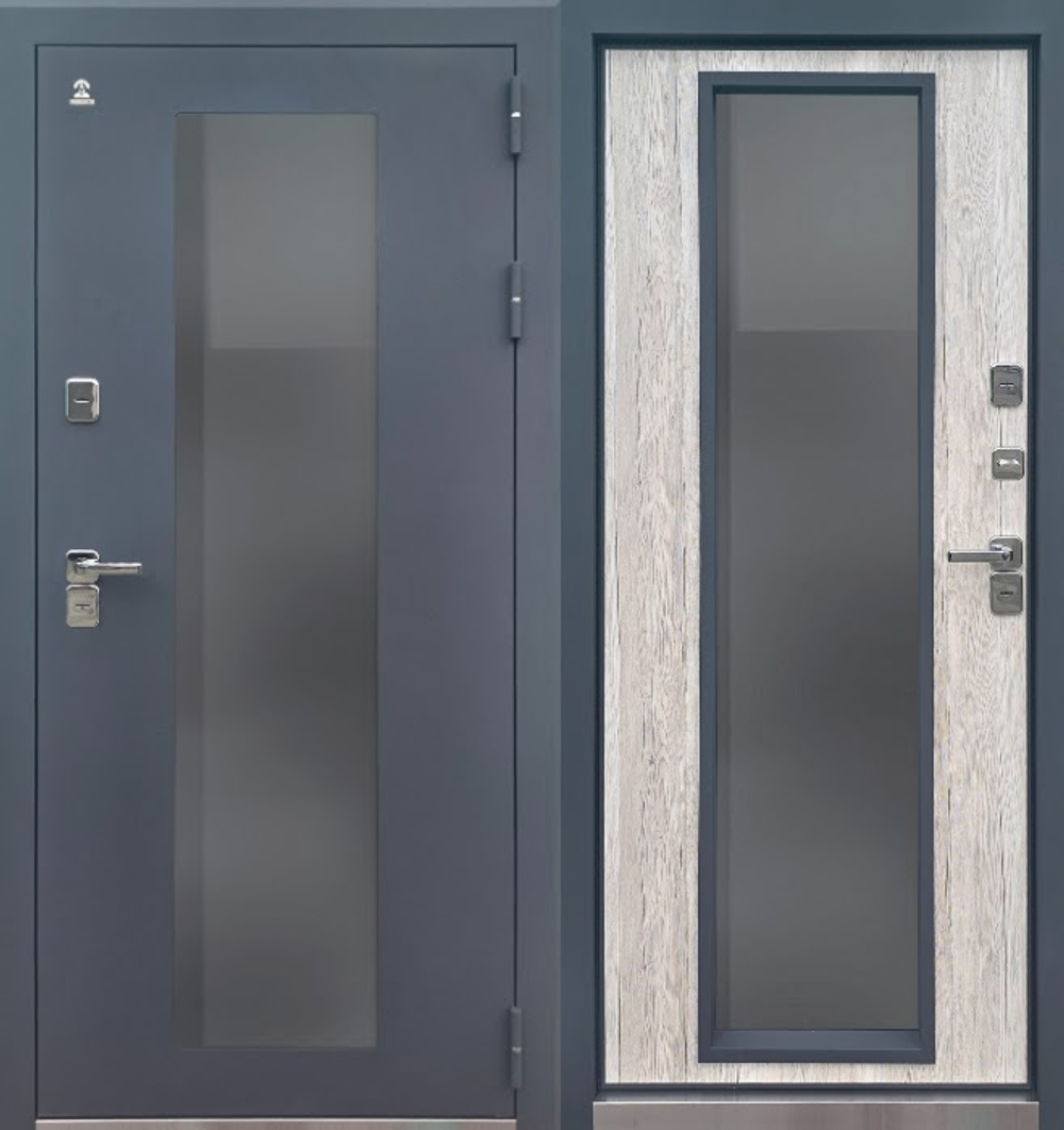 Дверь входная с терморазрывом Арктика Антрацит Муар - дуб полярный