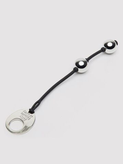 Серебристые шарики Inner Goddess Mini Silver Pleasure Balls 85g на черном силиконовом шнурке (Цвет: серебристый с черным)