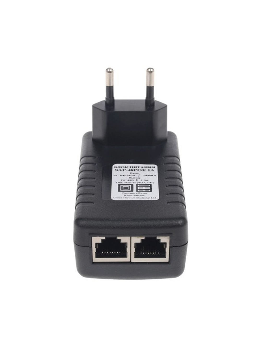 ORIENT SAP-48POE 1A, PoE инжектор питания 48W, AC 100-240V/ DC 48V, 1.0A, вход: RJ45 LAN 10/100, выход: RJ45 PoE тип B (4/5+,7/8-), совместим с оборудованием PoE IEEE 802.3af, (30428)