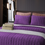 Велюровое покрывало в клетку и две наволочки OVL021