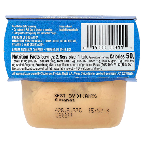 Gerber, Natural for Baby, 1st Foods®, со вкусом банана, 2 пакетика по 56 г (2 унции)