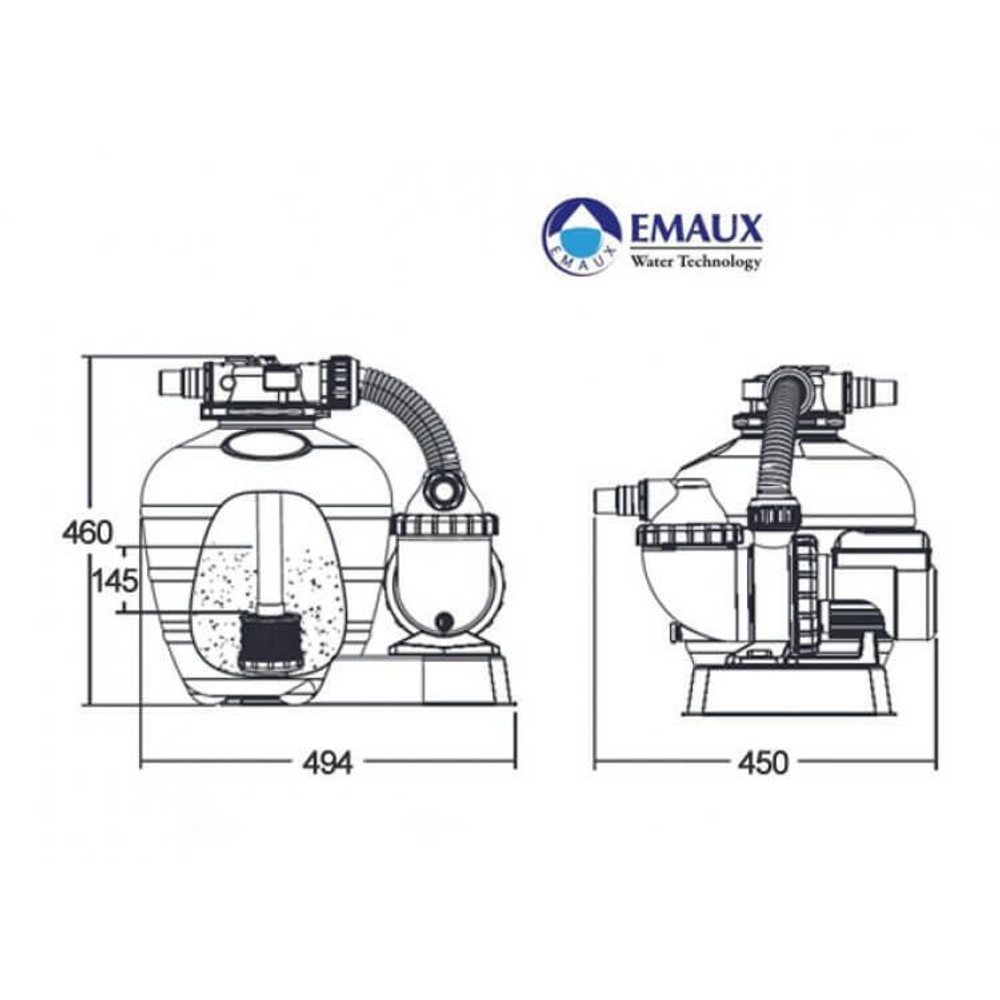 Песочный фильтр-насос Emaux FSU-8TP 8000 л/ч, резервуар для песка 17 кг (88033669)