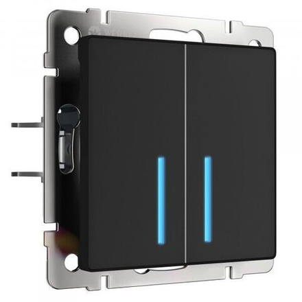 Сенсорный выключатель двухклавишный с подсветкой 1000 Вт (черный)