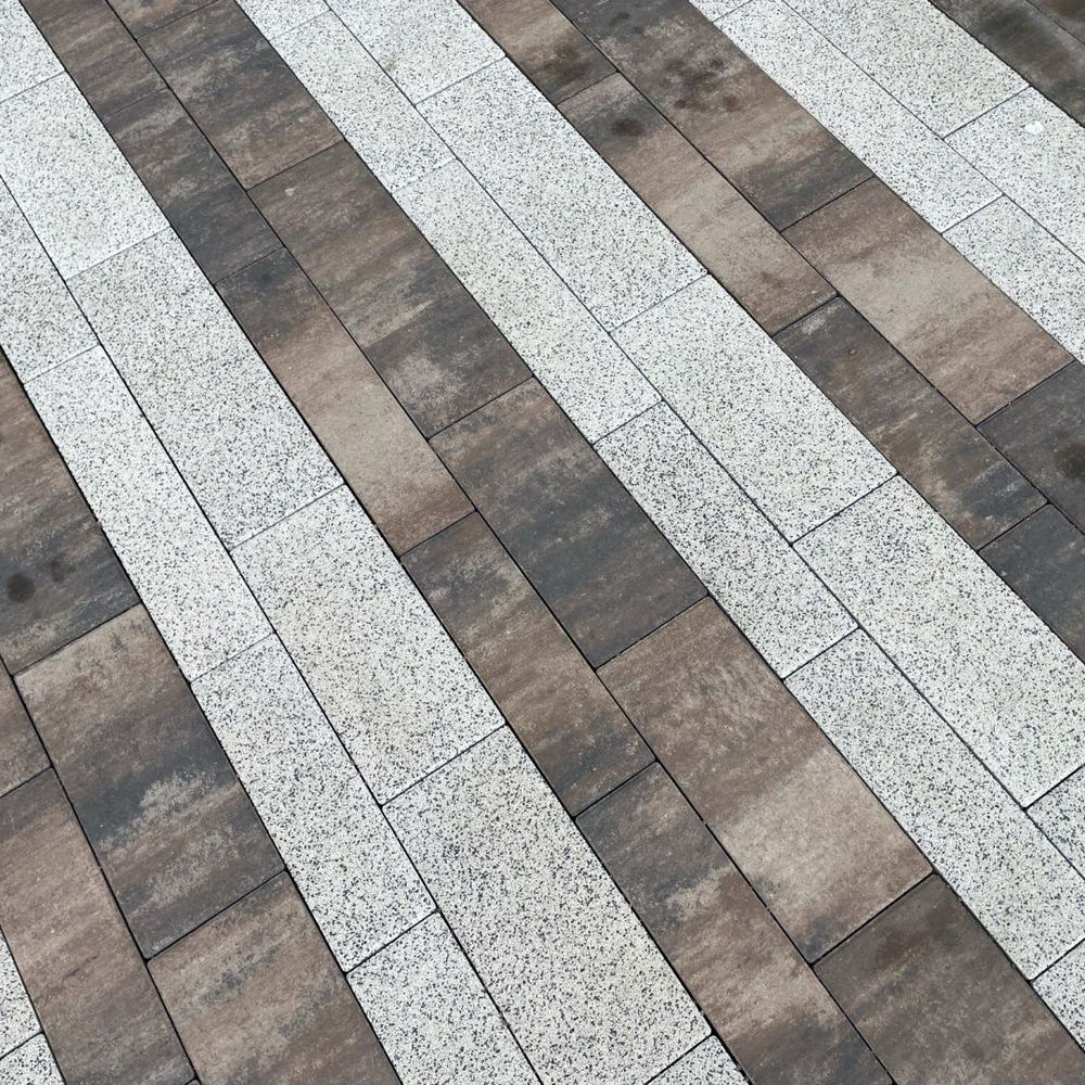 Тротуарная плитка ПАРКЕТ - Листопад гладкий Песчаник, комплект из 4 видов плит