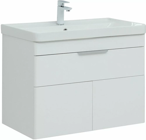 Тумба с раковиной Aquanet Ирис new 80 белый глянец