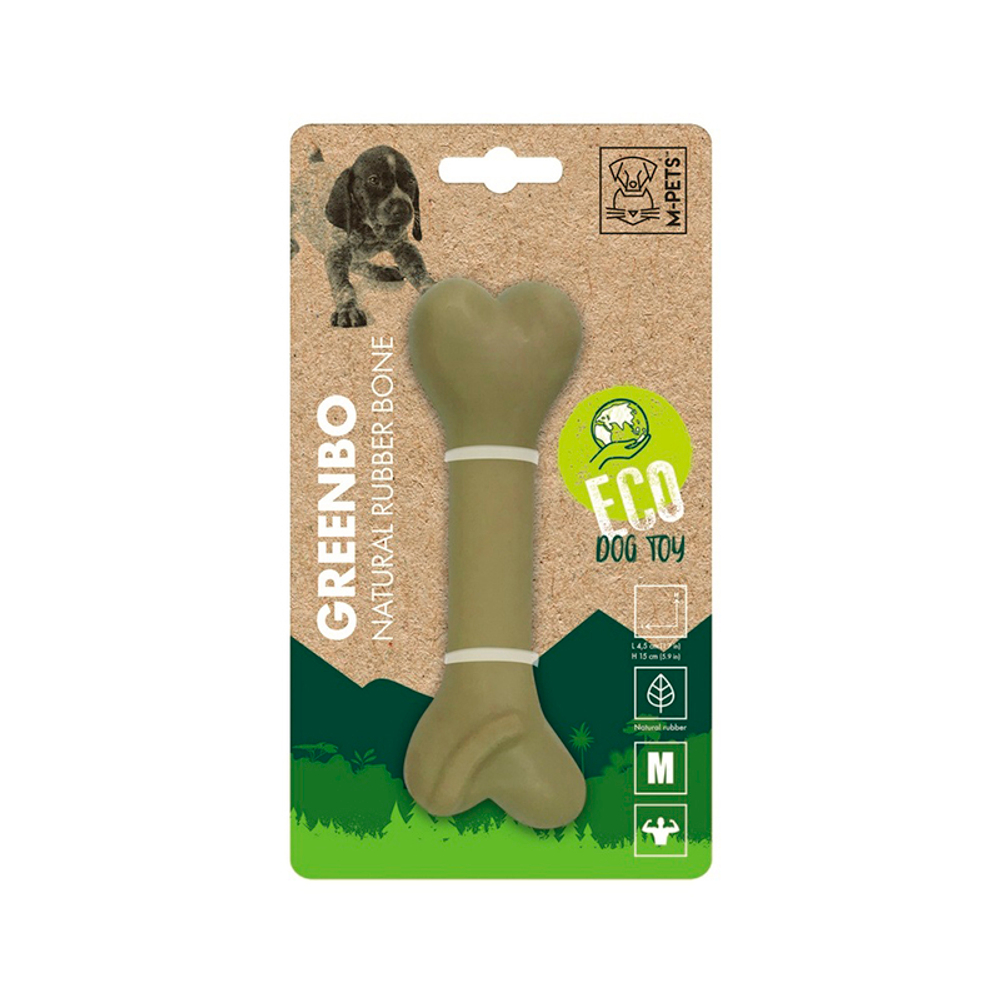 Игрушка M-PETS GREENBO (Гринбо) кость из натурального каучука размер M (15x4.5x3.5 см) для собак