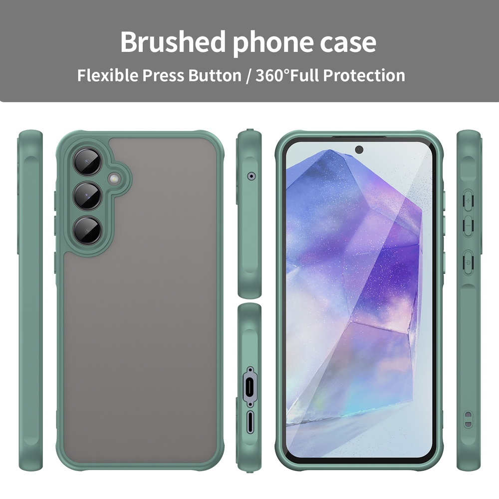 Защитный чехол с зелеными боковыми рамками для Samsung Galaxy A55 5G, задняя крышка тонированная прозрачная