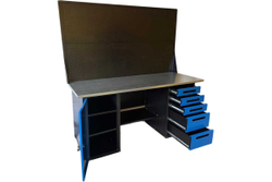 Верстак GWT-V1800B5 Great Wolf - двухтумбовый, 5 ящиков, тумба с дверью, два экрана, синий 1800x700мм