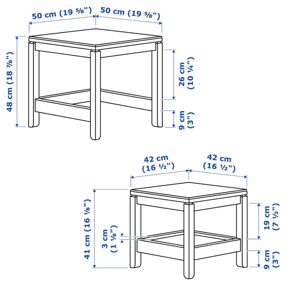 Столы - IKEA HAVSTA/ХАВСТА ИКЕА, 48х50х50/41х42х42 см, белый