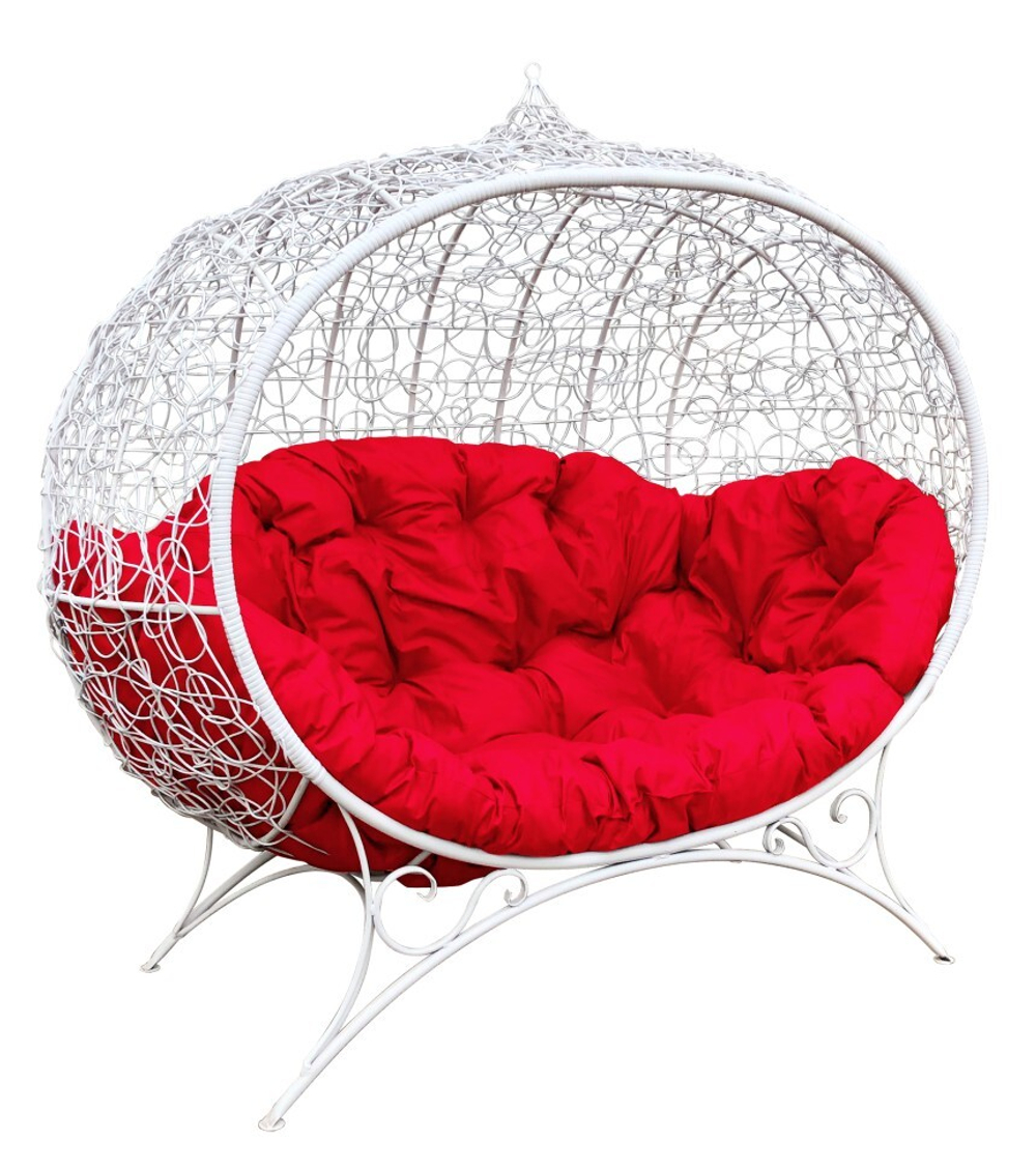 Кресло "Улей" на подставке ротанг white/red