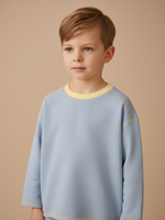 Свитшот Line с контрастными деталями и необработанным краем голубой