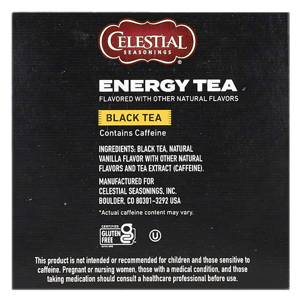 Celestial Seasonings, Energy Tea, черный чай, 12 капсул K-Cup, 2,3 г (0,08 унции) каждая