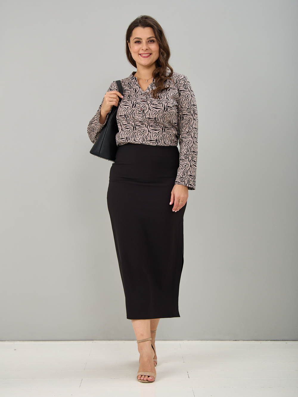 Блузка БЛ-22/бежевый-зебра