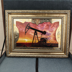 Панно с гравюрой "Нефтедобыча"