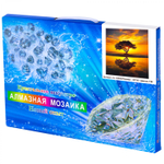 Алмазная мозаика Alingar, на подрамнике, с полным заполнением, (глянц), 20х30 см, 19 цветов, "Дерево на острове"