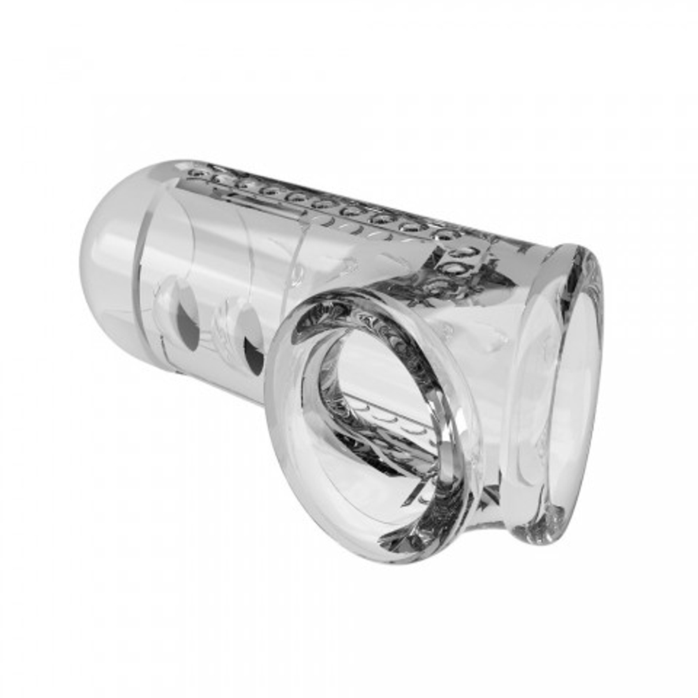 Насадка на пенис и мошонку с текстурной поверхностью Pretty love, прозрачная