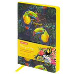 Ежедневник недатированный B6 (127х186 мм) BRAUBERG VISTA под кожу гибкий 136 л. "Toucan tropics" (2 штуки в упаковке)