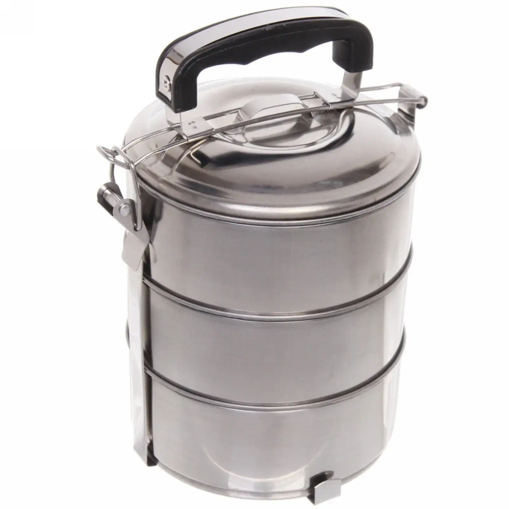 Контейнер для продуктов металлический 13*16,5см 3уровня, пластиковая ручка