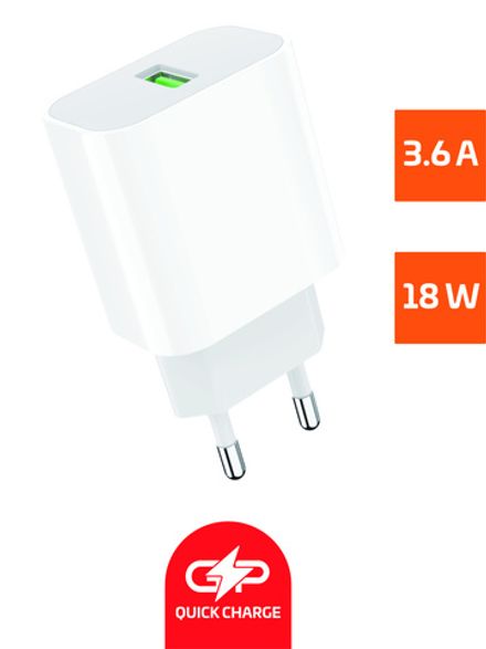 Сетевое З/У GoPower GP QC071USB 18W QC3.0 белый