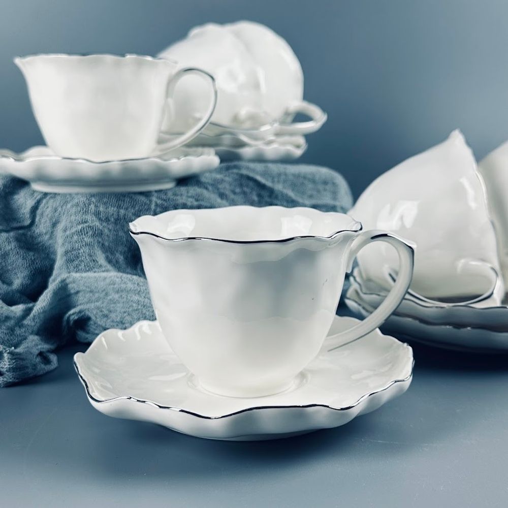 Lenardi 305-289 Чайный набор 12пр. 260мл ВАНЕССА СЕРЕБРО в под.уп.(х6)Фарфор