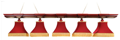 Лампа Dragon 5пл. клен (Dragon красный,Бархат красный,бахрома желтая,фурнитура золото)