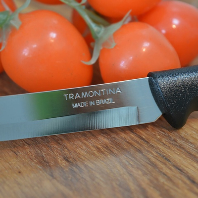 Нож овощной 8см Tramontina Plenus гладкий черный, (без инд/уп)
