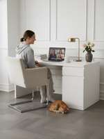 Стол письменный с ящиком и дверью Марм 140х65х72.5 см / белый компьютерный стол с кабель-менеджментом